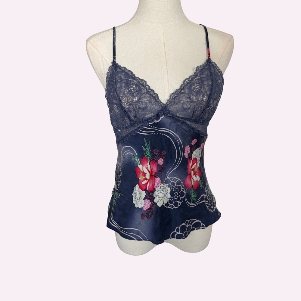 Y2K Victoria Secret 100% Silk Fairy Strappy Babydoll Top Size S Blue Sheer Cup